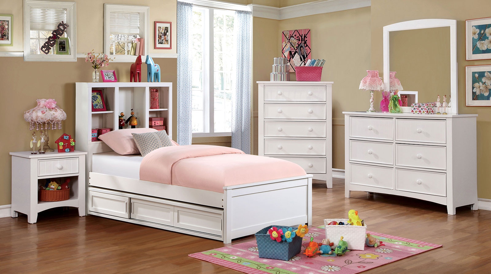 Furniture of America Bedroom Twin Bed with Storage FOA7256WH T BED SR Anna s Home Furnishings