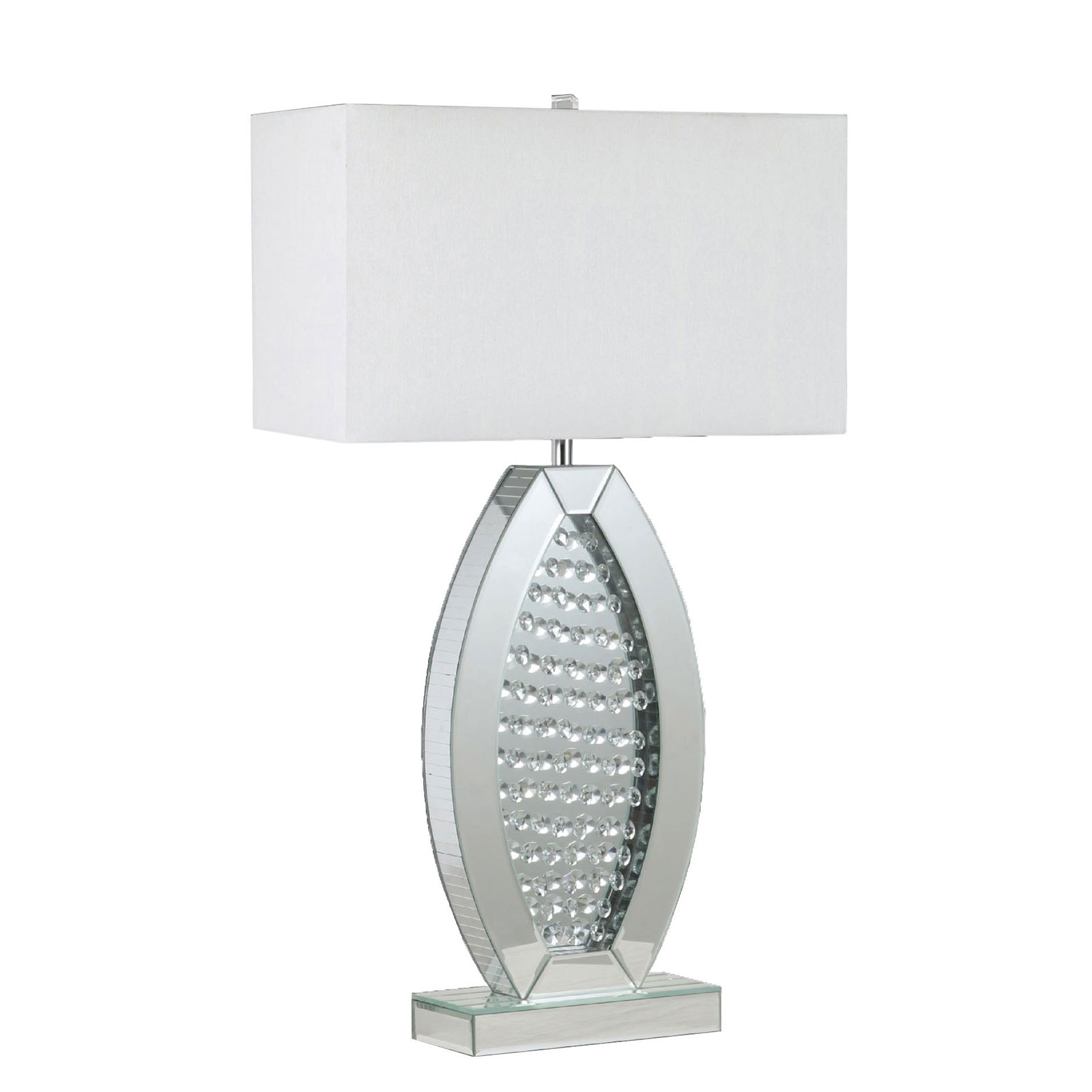 Furniture of America Table Lamp, Silver/White L74001