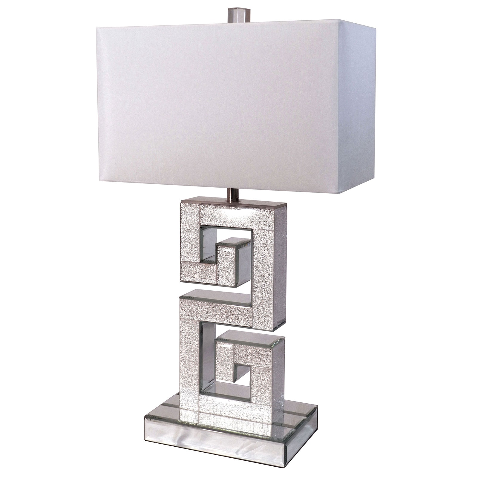 Furniture of America Table Lamp, Silver/White L74002