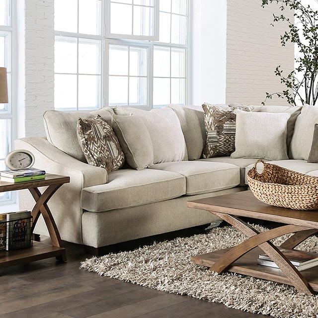 Furniture of America Sectional, Ivory/Brown SM5416-SECT