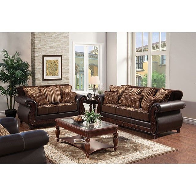 Furniture of America Living Room Sofa, Dark Brown SM6106N-SF
