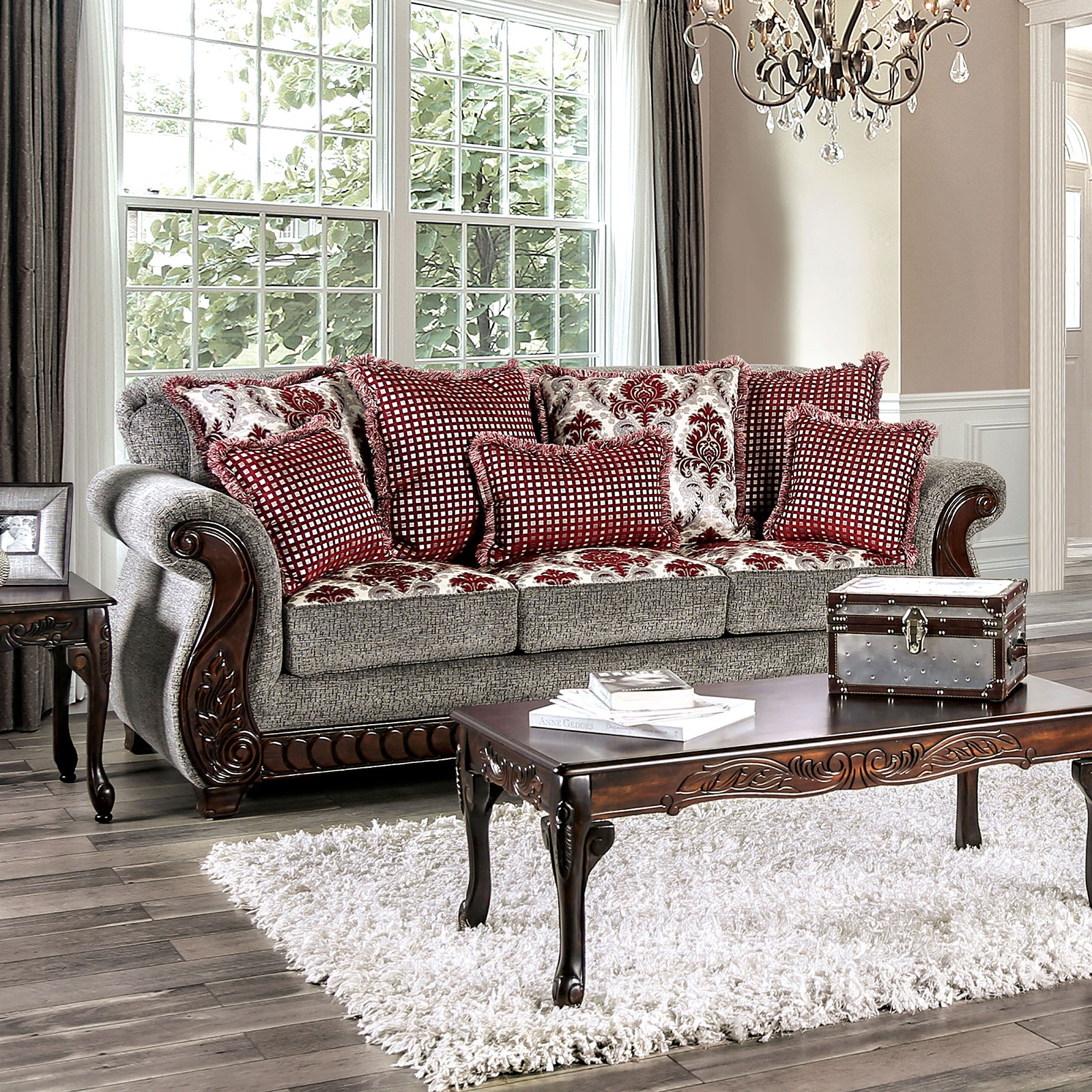 Burgundy living online room set