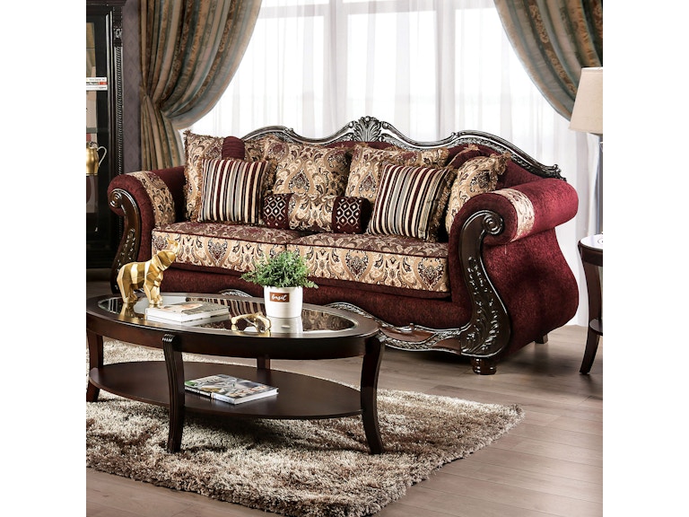 Franklin Loveseat (Burgundy) Furniture Of America