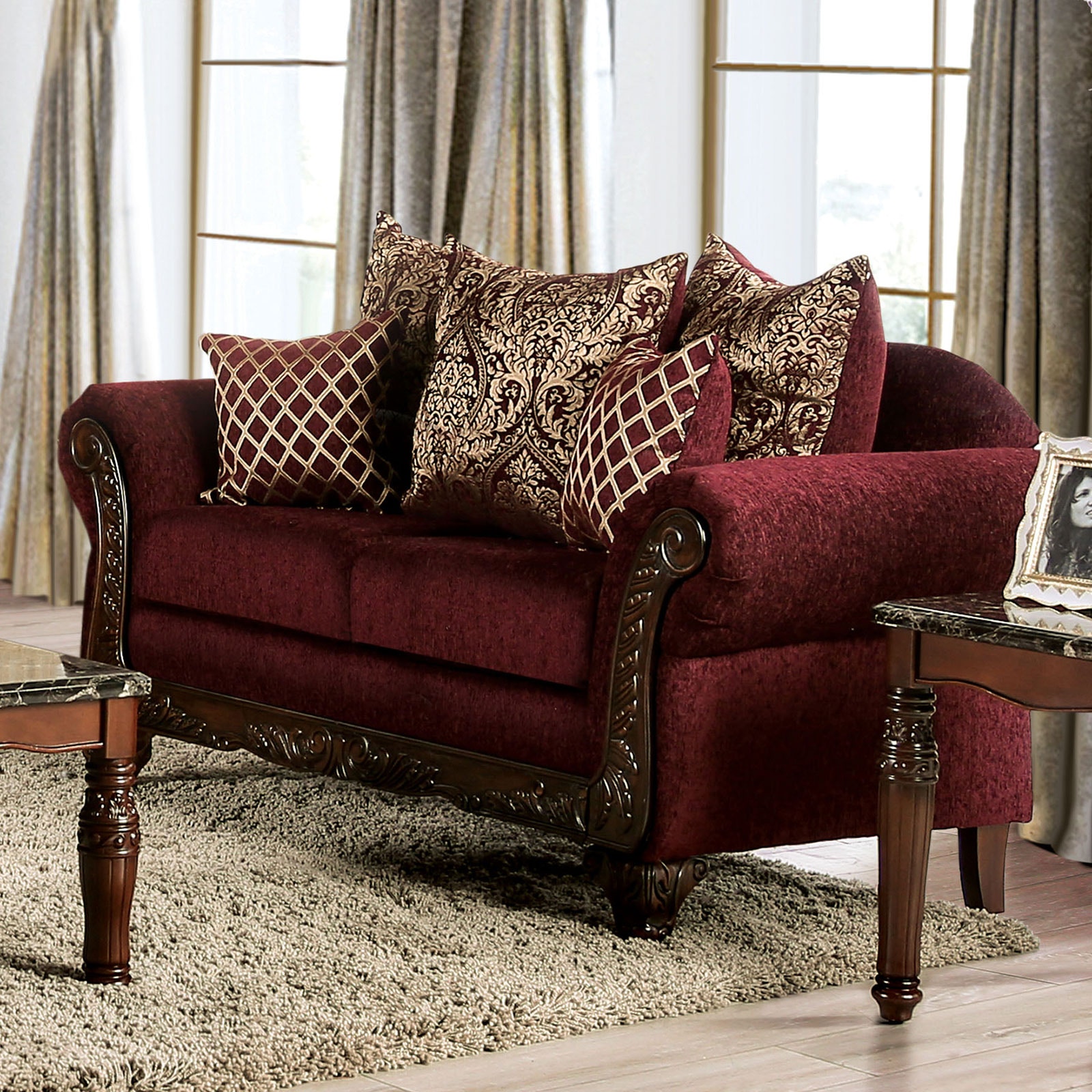 Burgundy living online room set