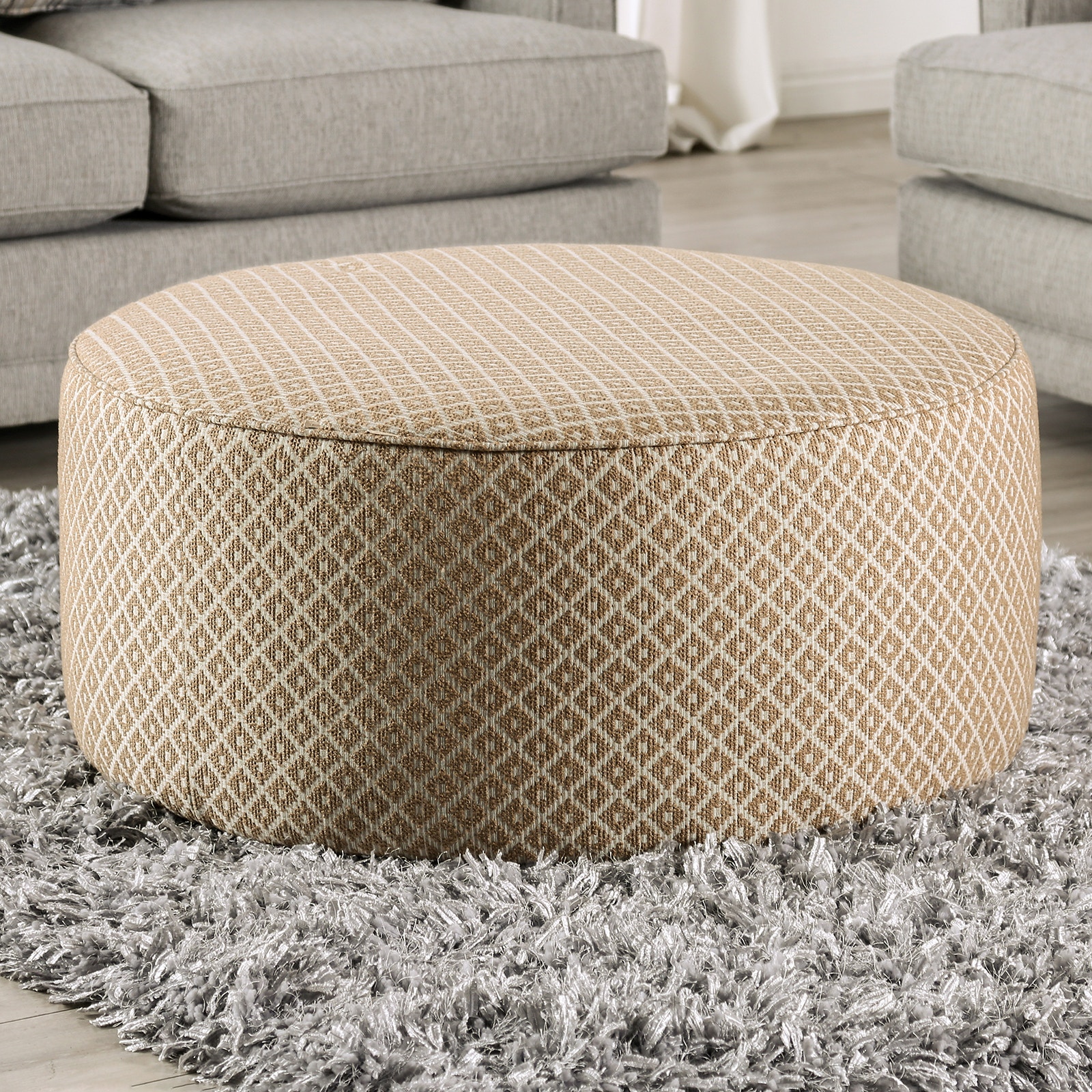Furniture of America Ottoman, Gray/Gold SM8193-OT