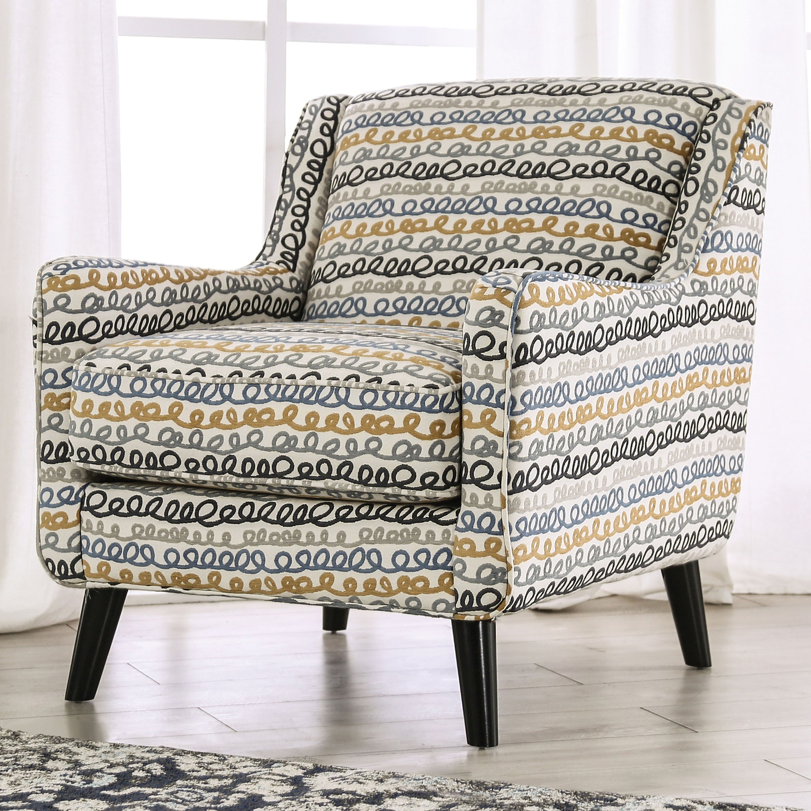 Furniture of America Accent Chair, Gray/Navy SM8194-CH-PT