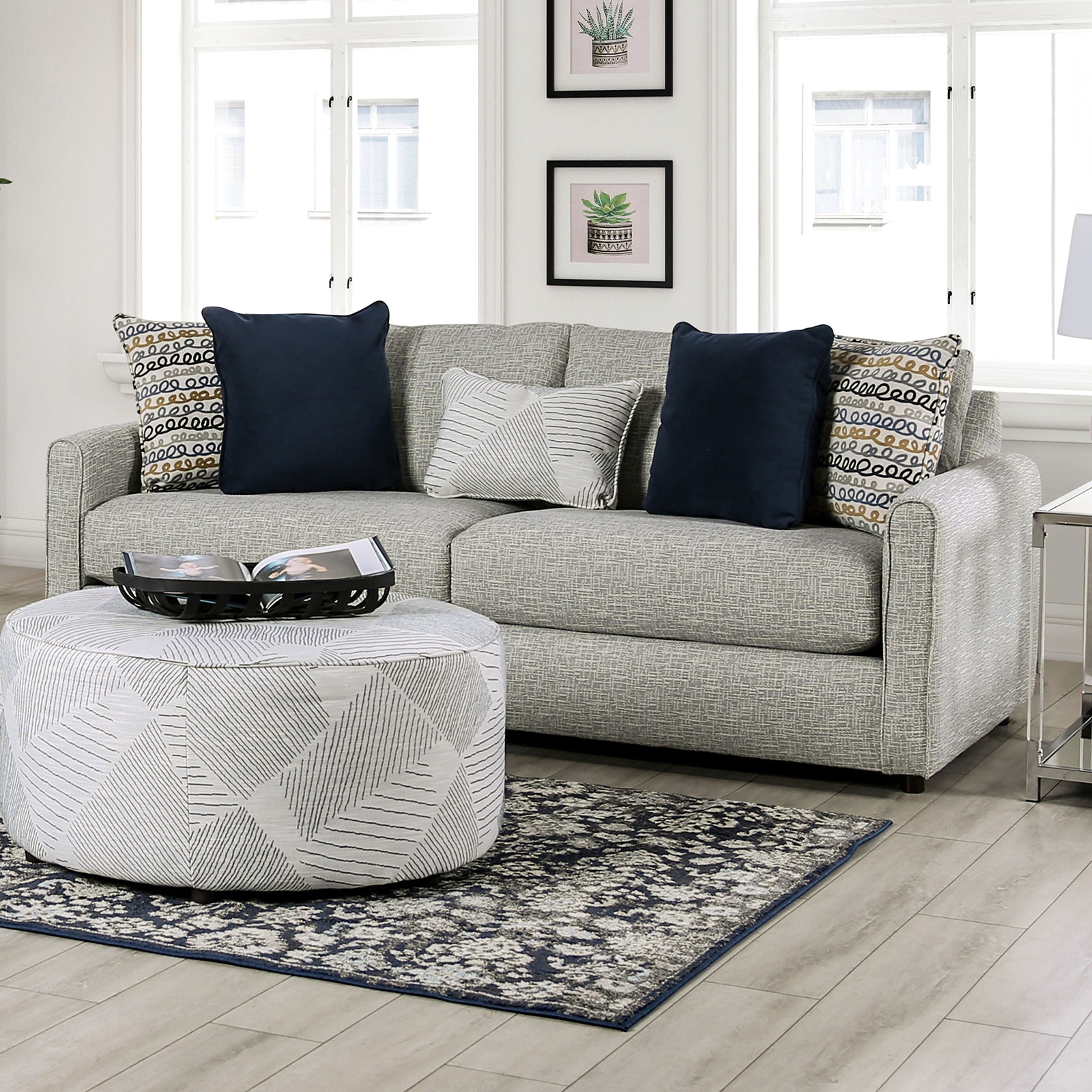  Sofa, Gray/Navy 