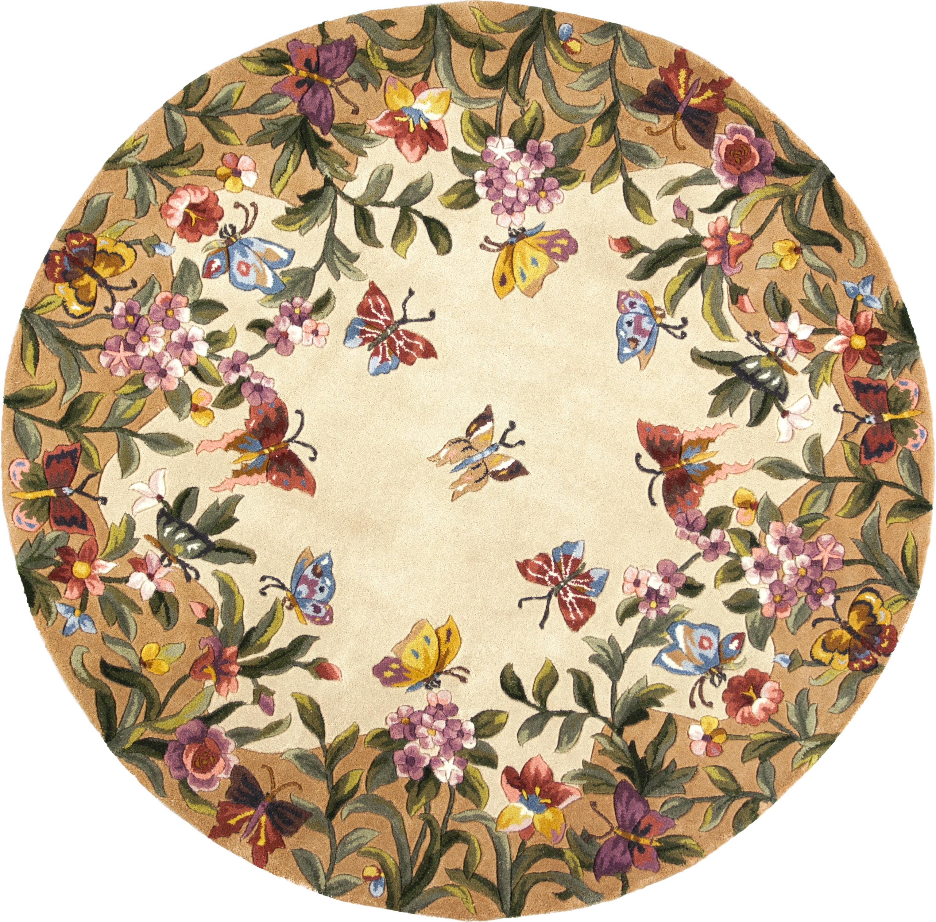 Athena Garden Butterfly Floral Wool Area Rugs