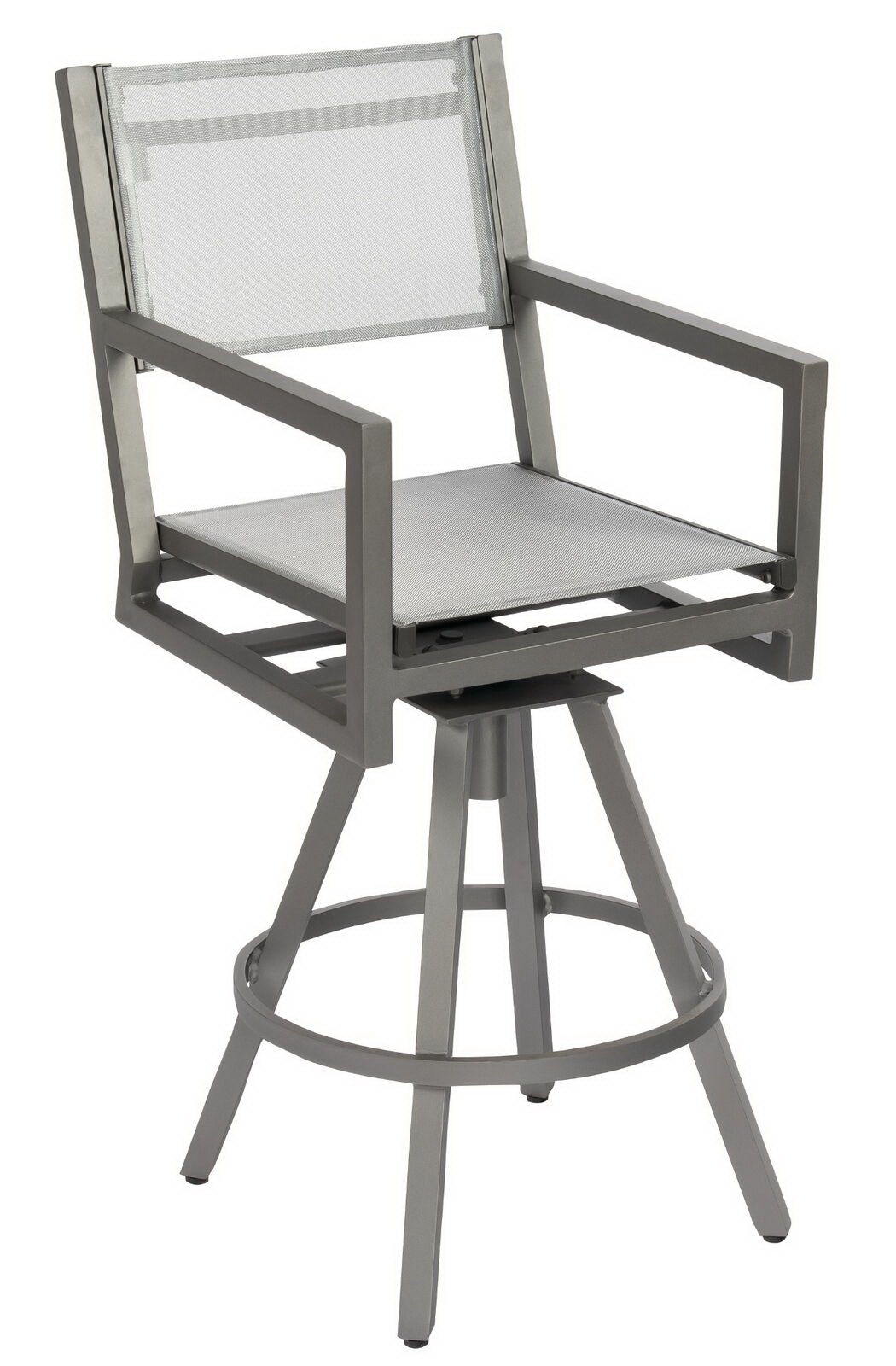 Outdoor Patio Palm Coast Sling Swivel Bar Stool With Arms By