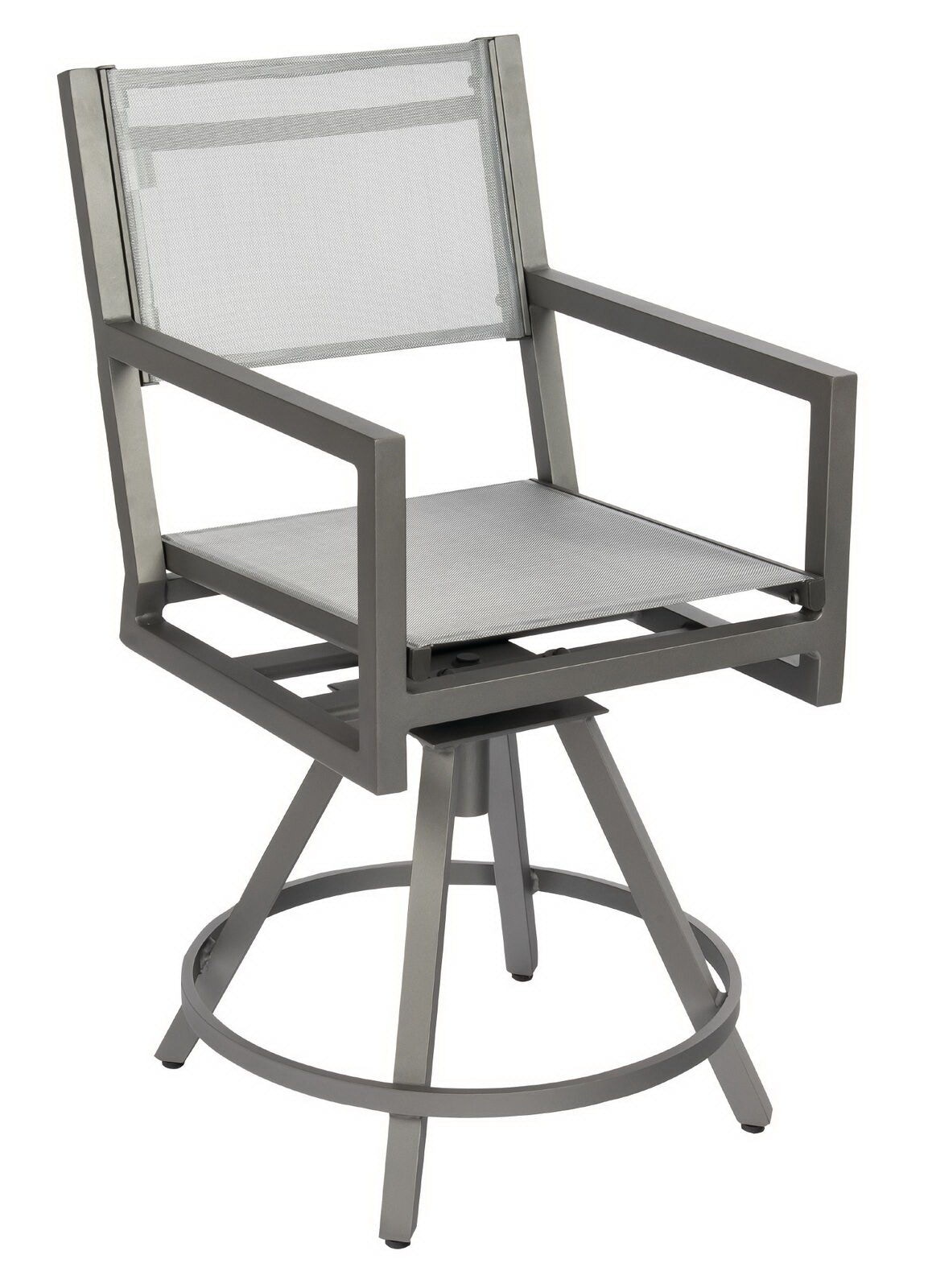 Outdoor Patio Palm Coast Sling Swivel Counter Stool With Arms By