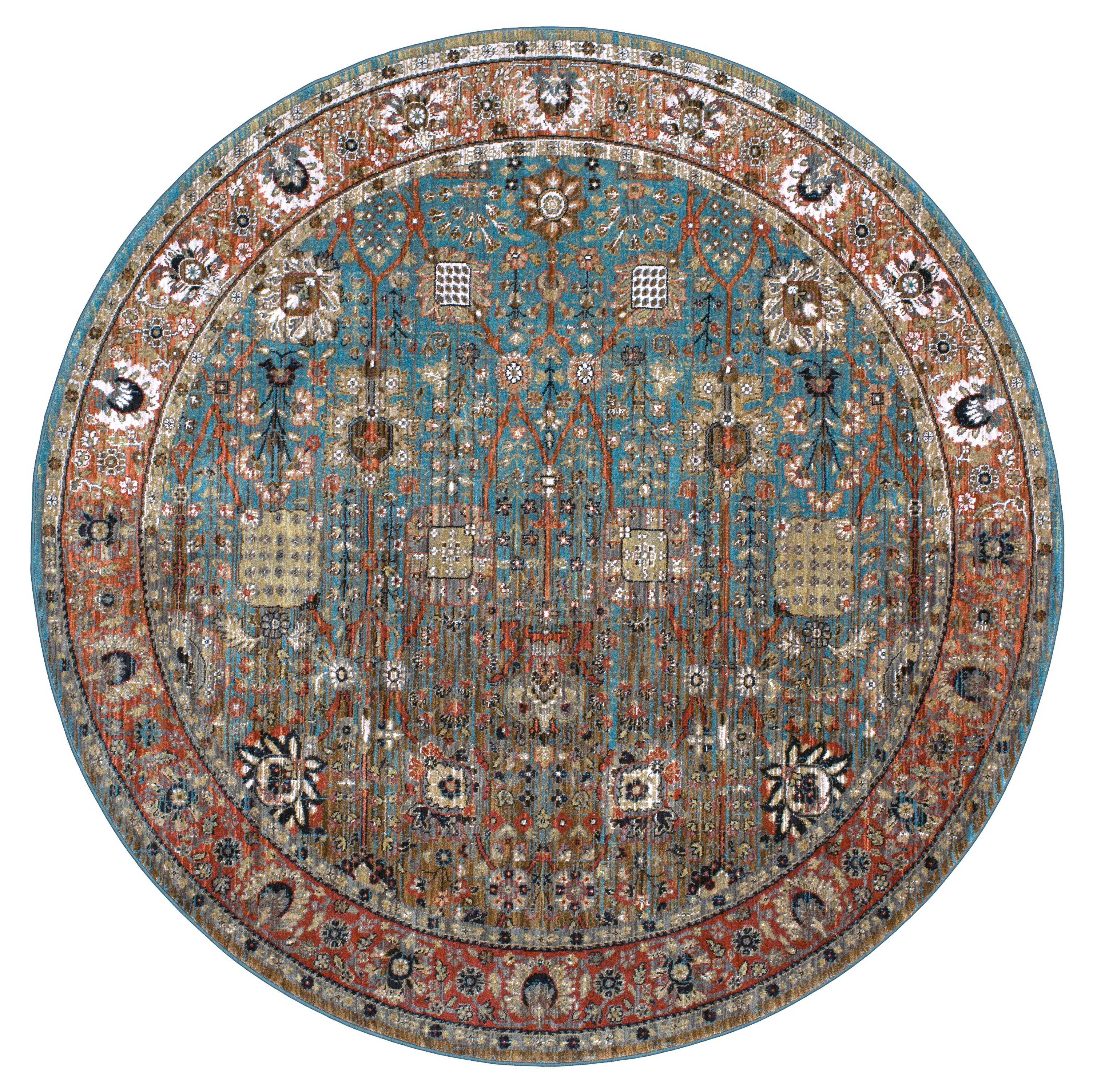 karastan spice market myanmar tobacco area rug Karastan Area Rugs Spice Market Myanmar Aquamarine 8'ROUND Round Rug 90668  50123 R096
