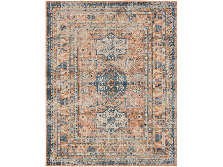 Karastan Area Rugs Zula Terracotta/Rust Blue Rug - Skaff Furniture