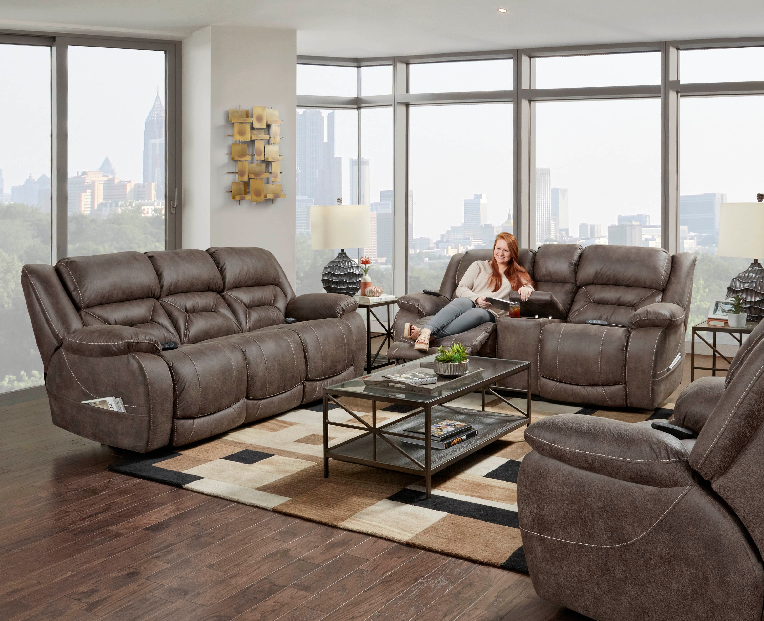 Living Room Wall Saver Reclining Sectional Oliver Modular 4-Seat