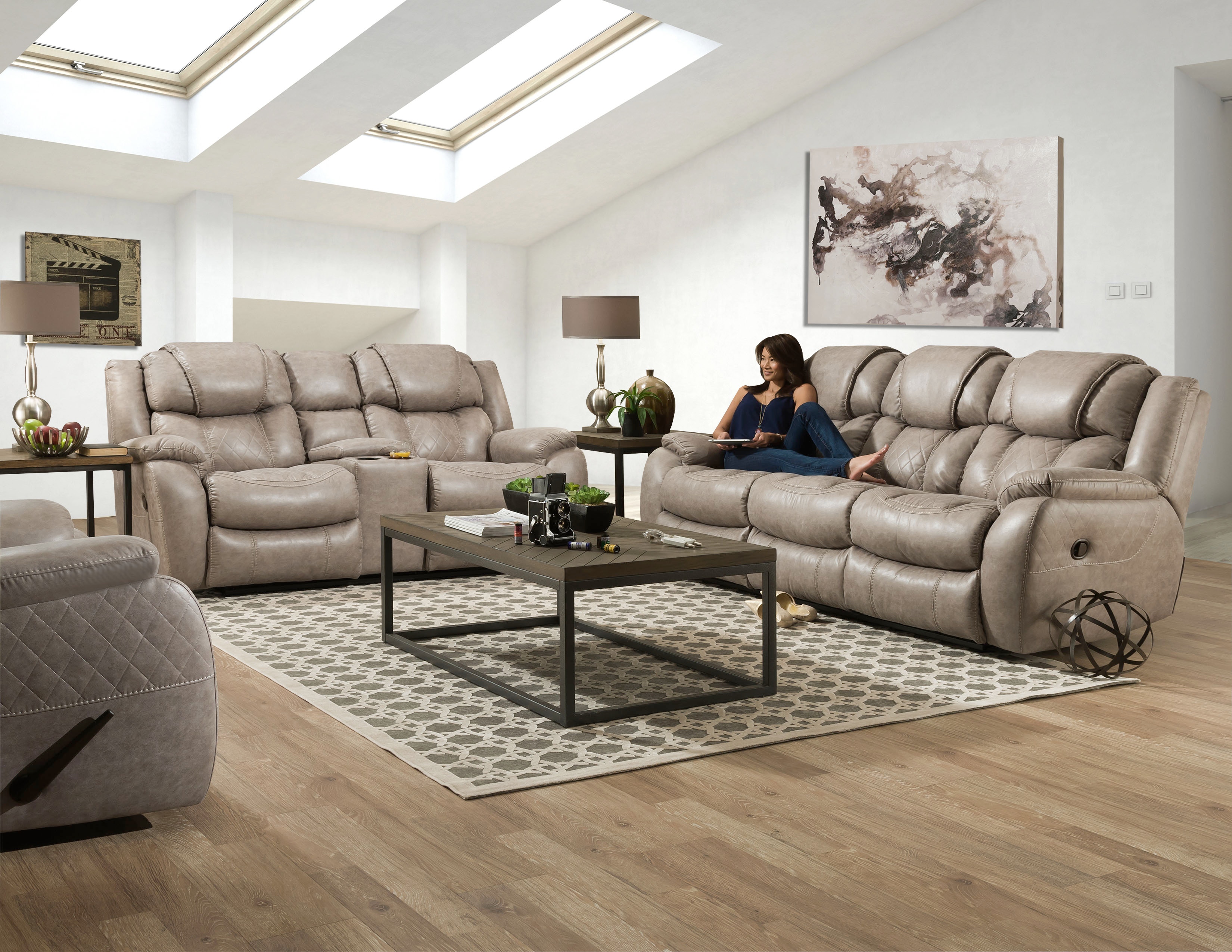 Homestretch double discount reclining power sofa