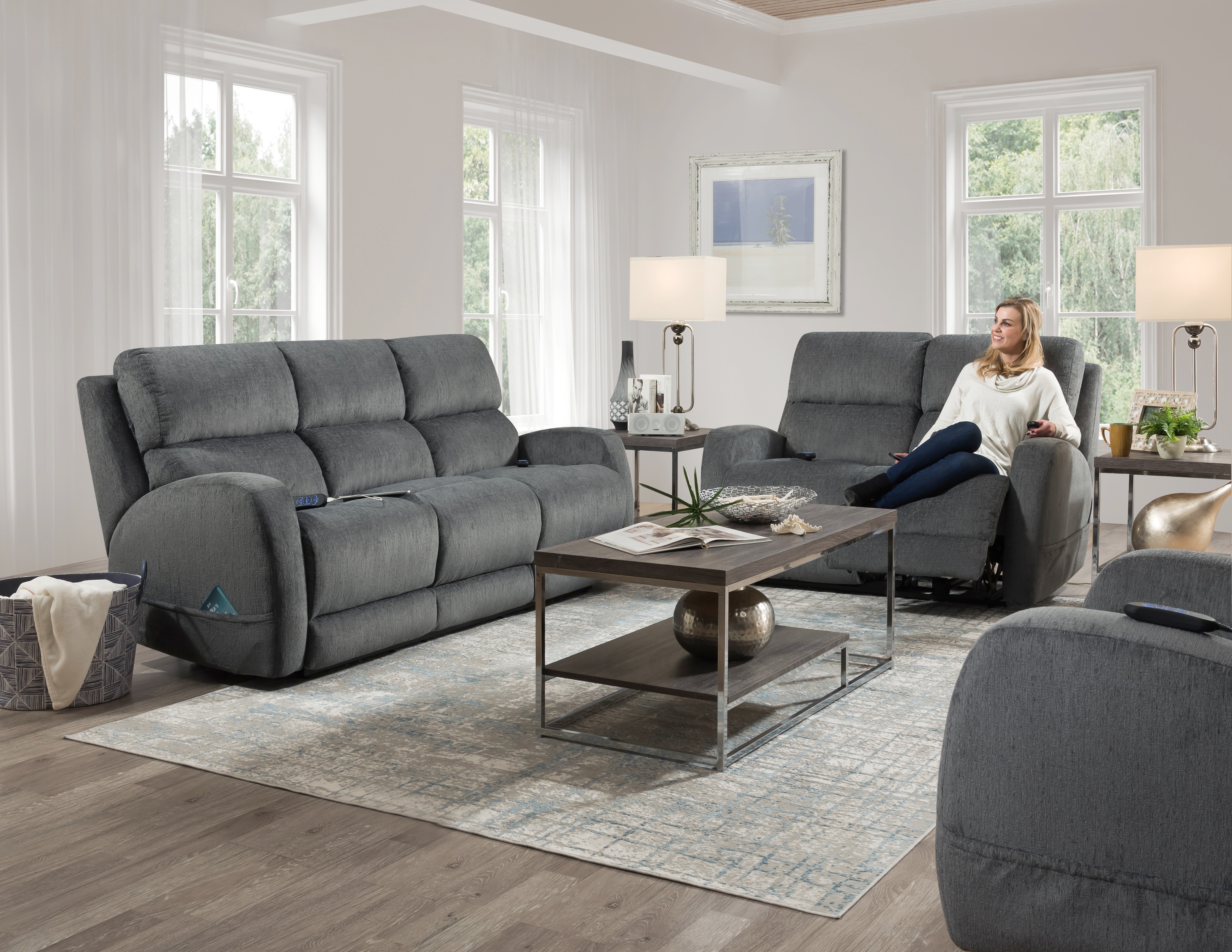 Shop our Sterling Double Reclining Power Sofa w/ Power Headrest