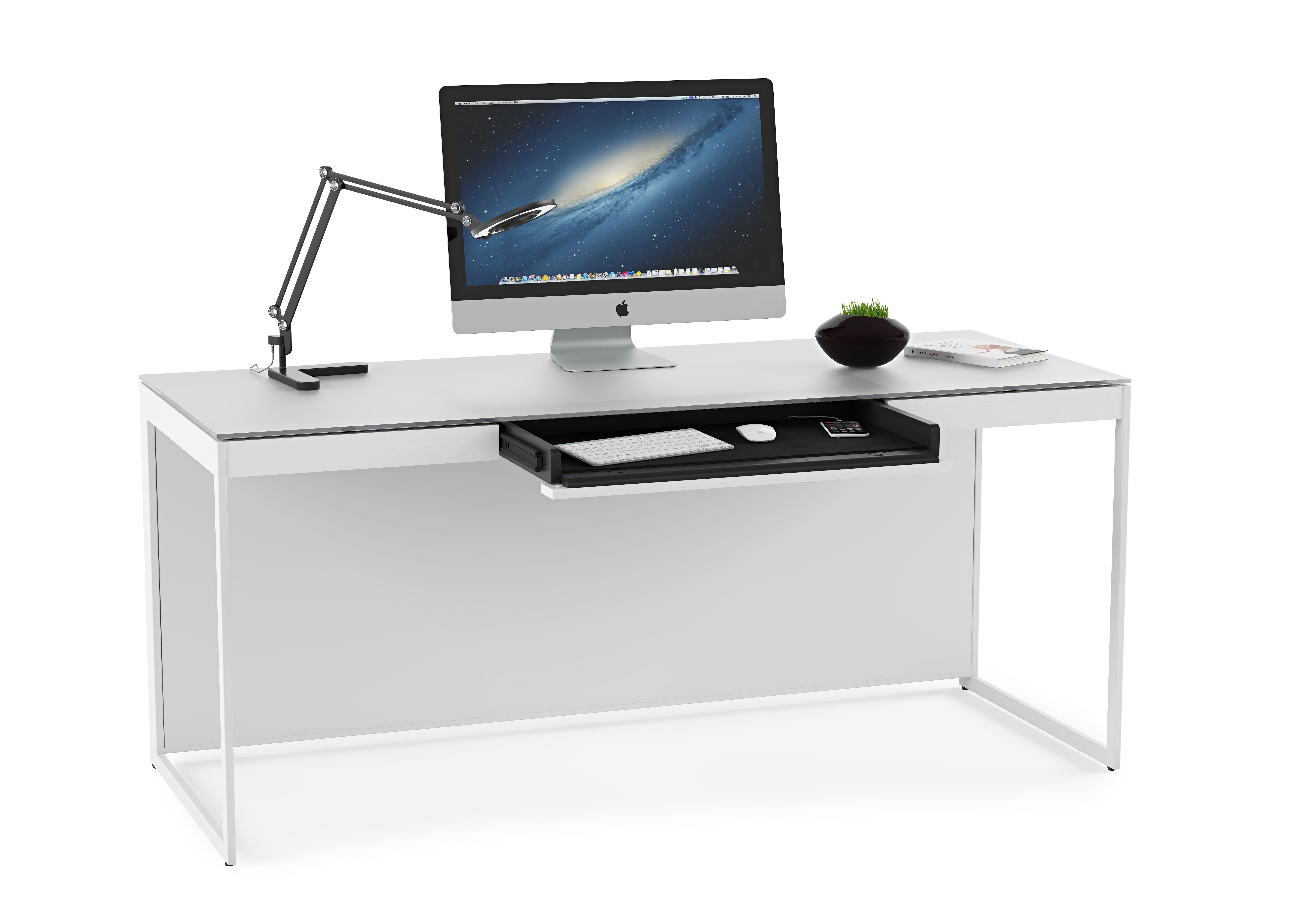Centro 6401 Modern White Home Office Desk BDI6401SW/GRY