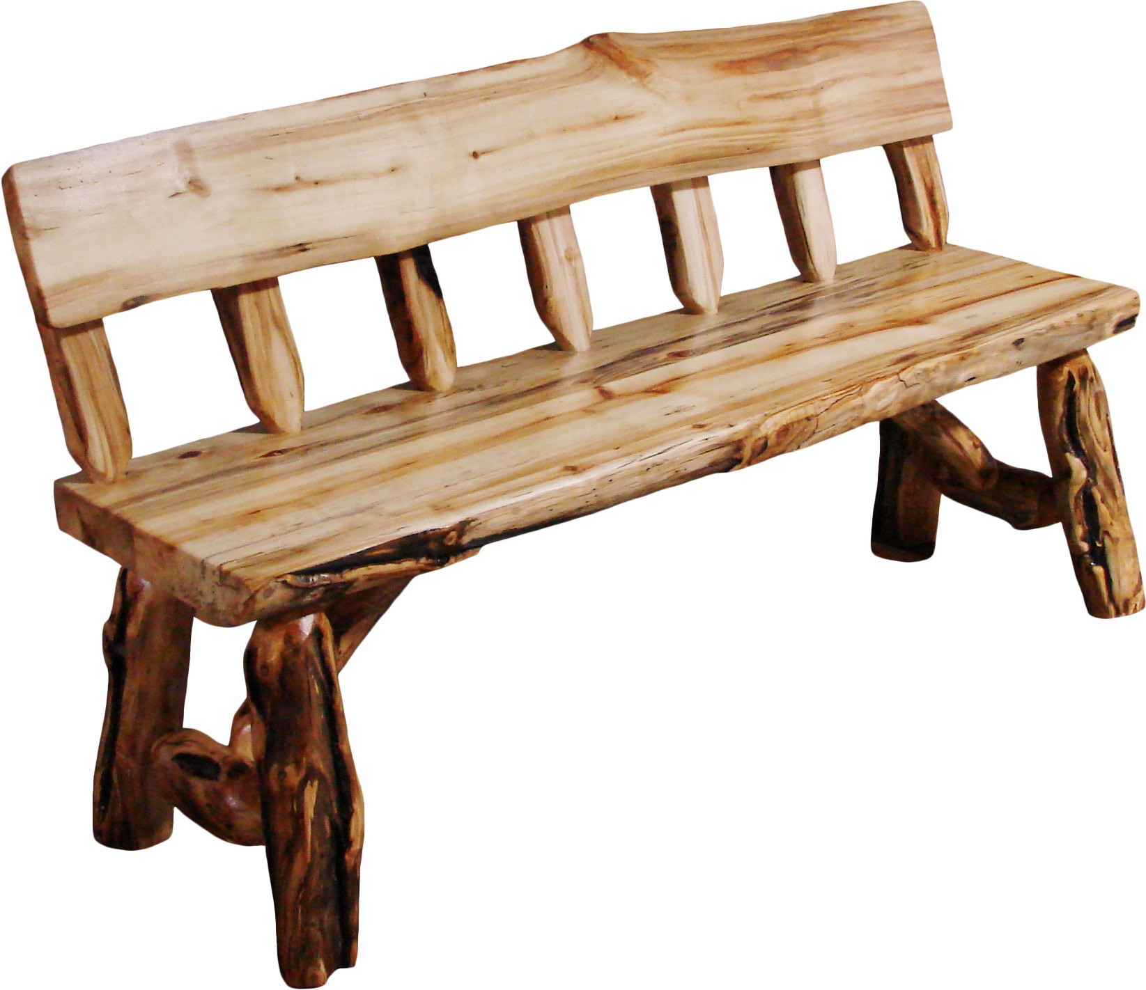 Rustic Log Furniture Dining Room 72"L Bench with Log Back ...