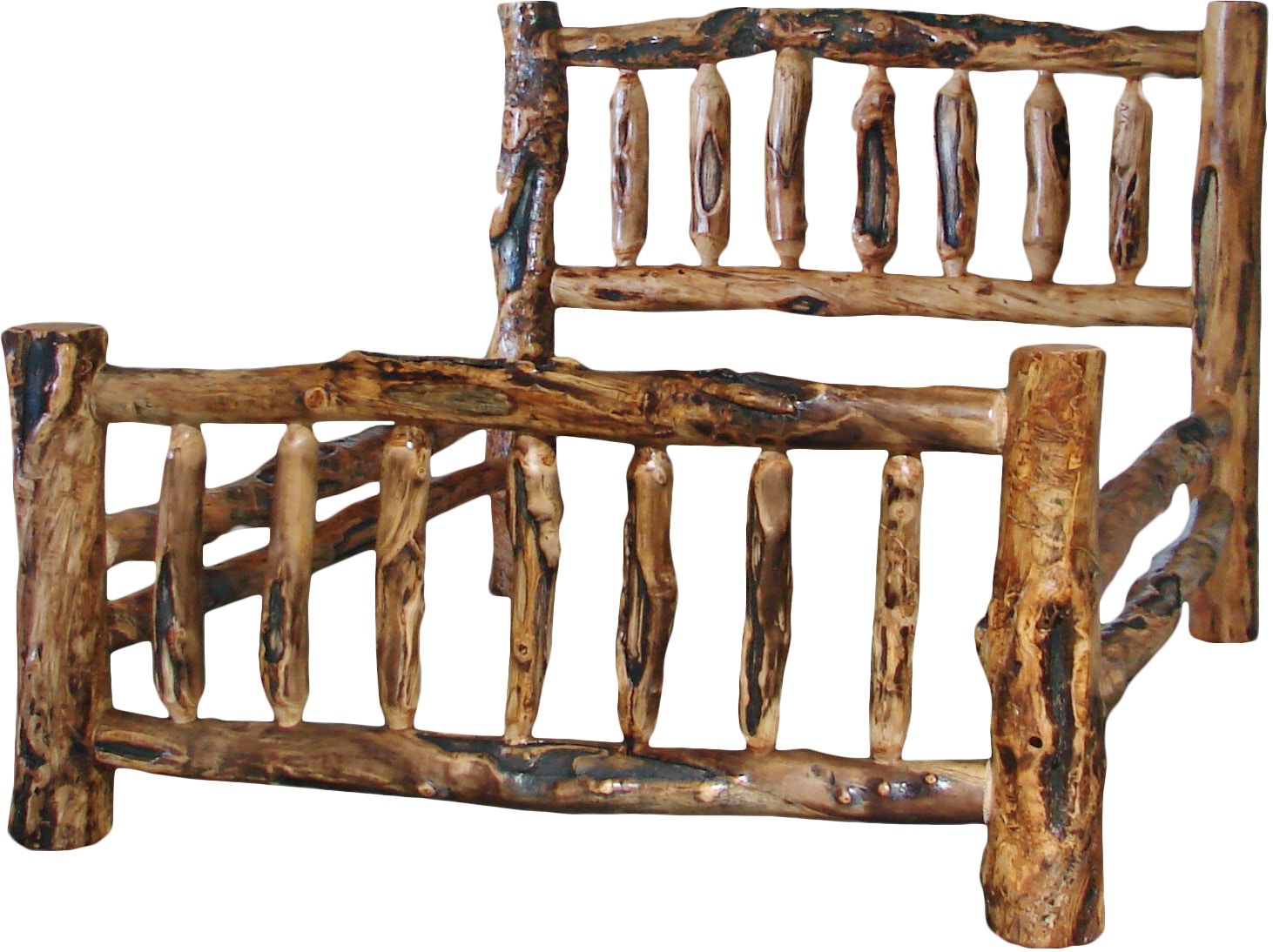 Rustic Log Furniture Bedroom Queen Corral Bed CBEDQUGL Smoky's