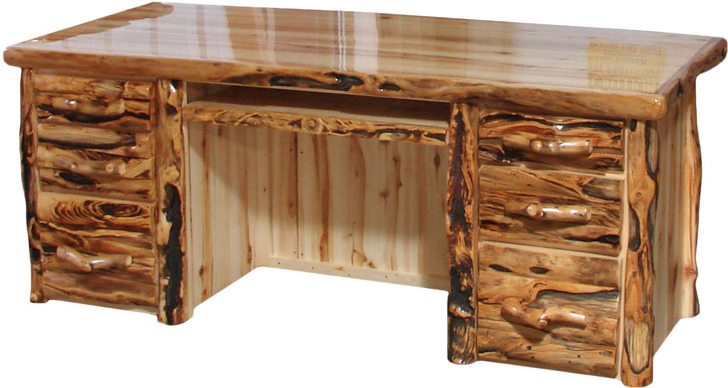 Rustic Log Furniture Home Office 72 W Desk Log Front Desl 72 Ng