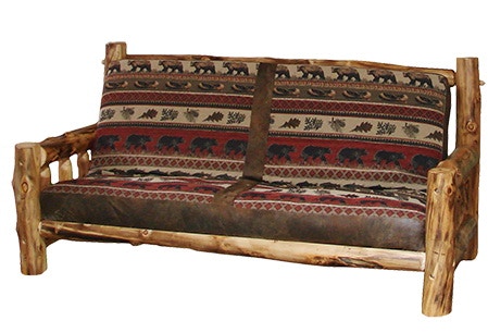 Rustic Log Furniture Living Room Full Lay Back Futon LBFUFUGL Smoky