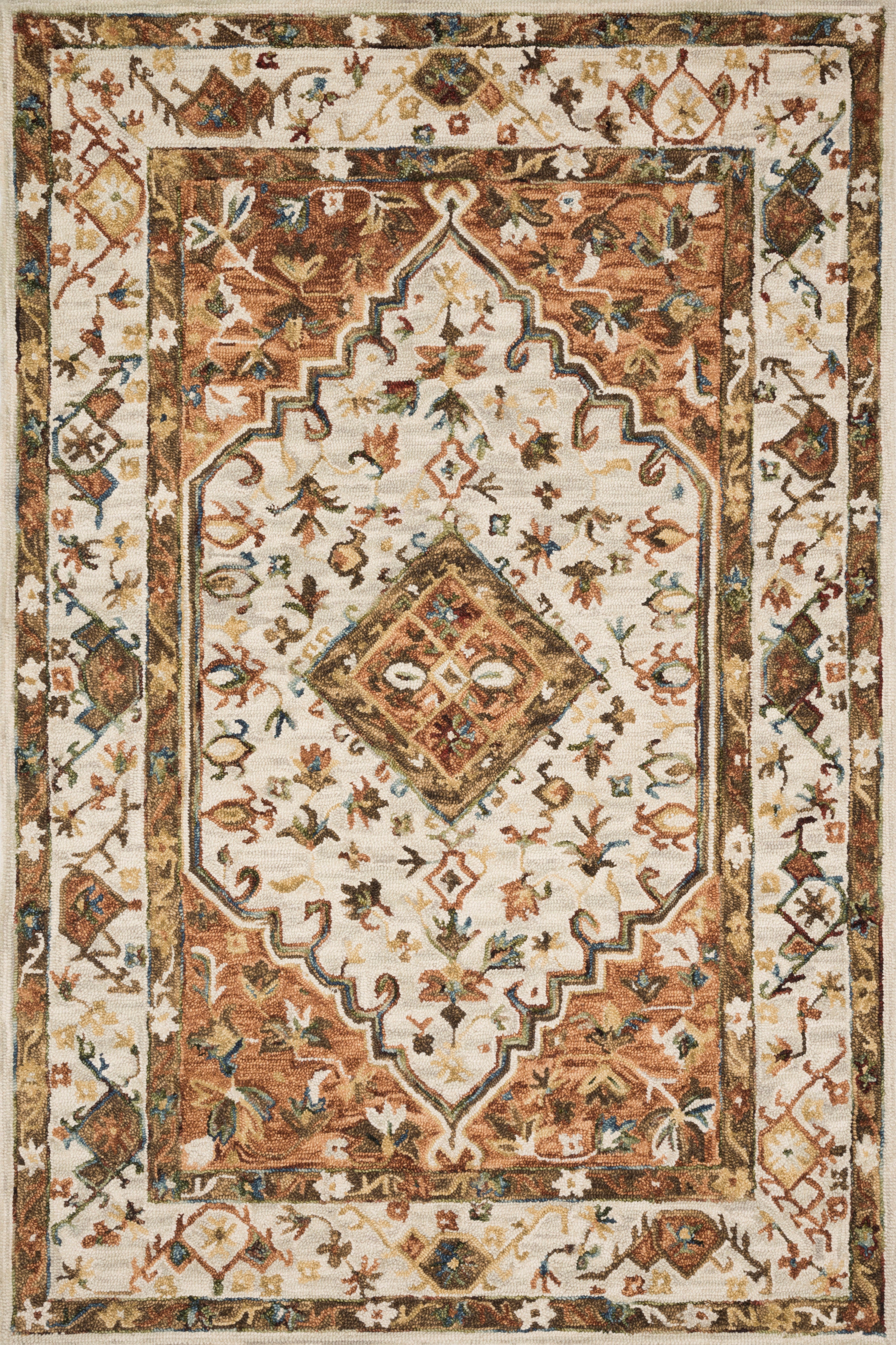 Loloi Area Rugs Beatty Rug BEA01 Ivory/Rust Seville Home Leawood