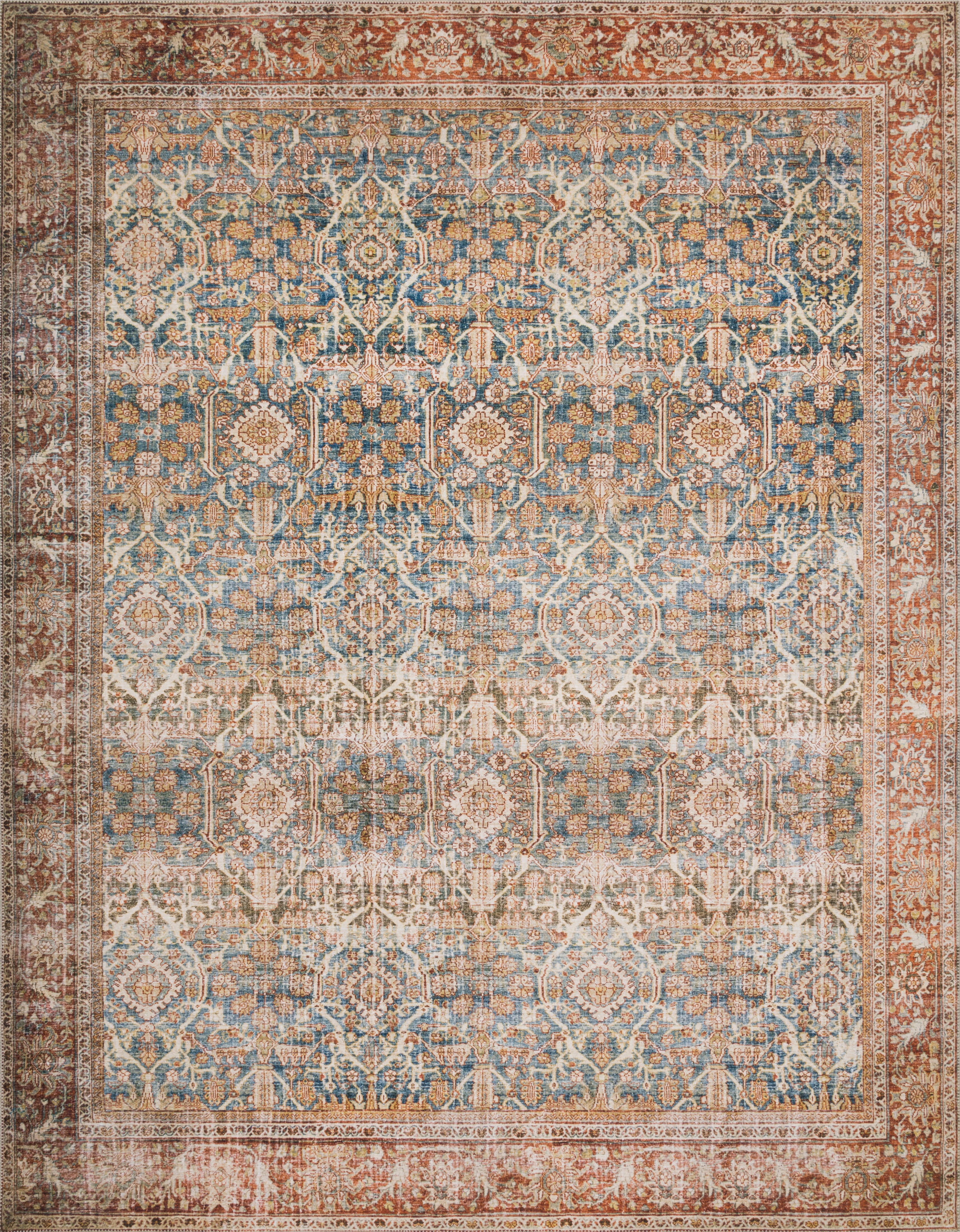 Loloi Area Rugs LAYLA LAY-04 OCEAN/RUST 2'6