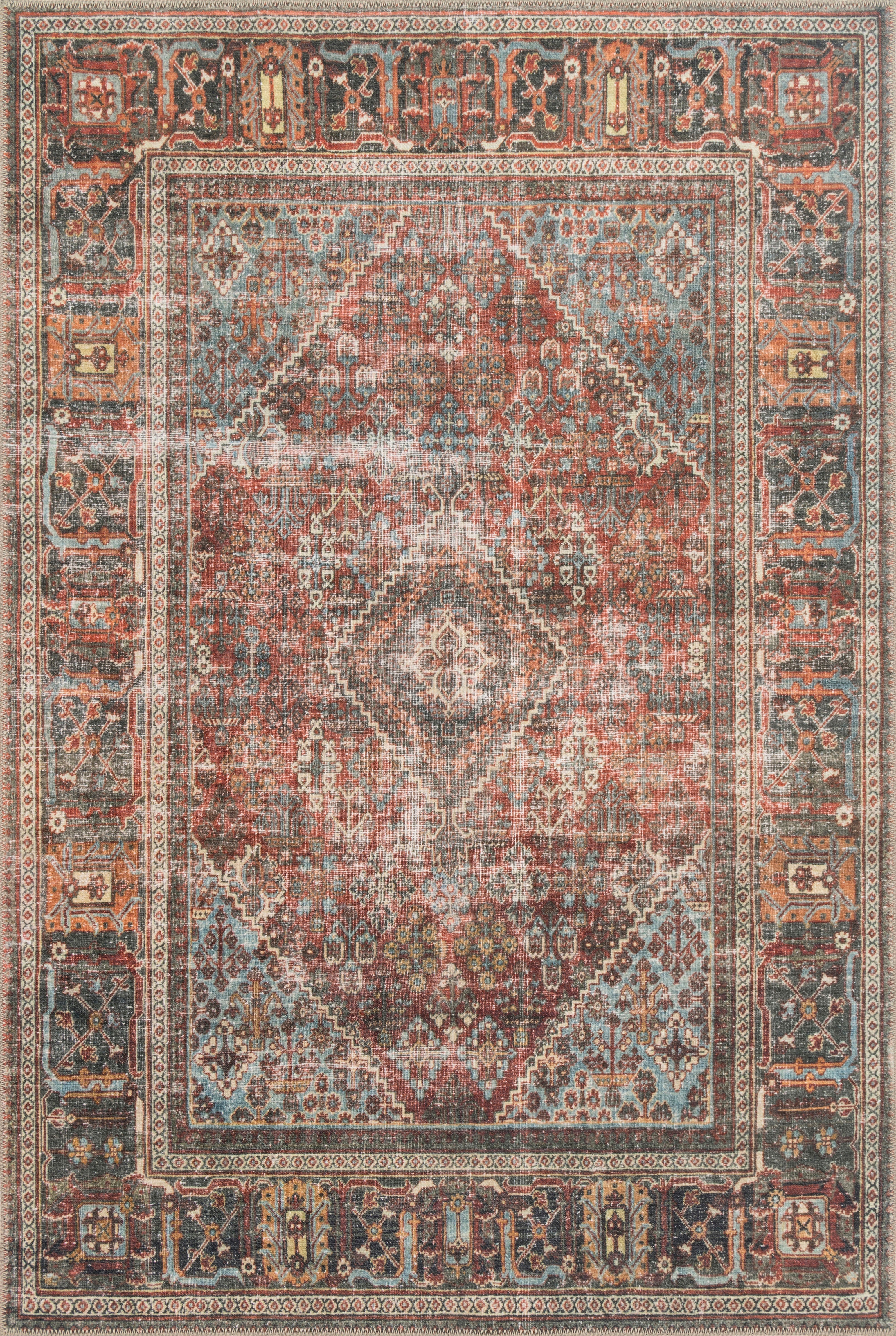 Loloi II Area Rugs LOREN LQ-13 BRICK/MIDNIGHT 7'6
