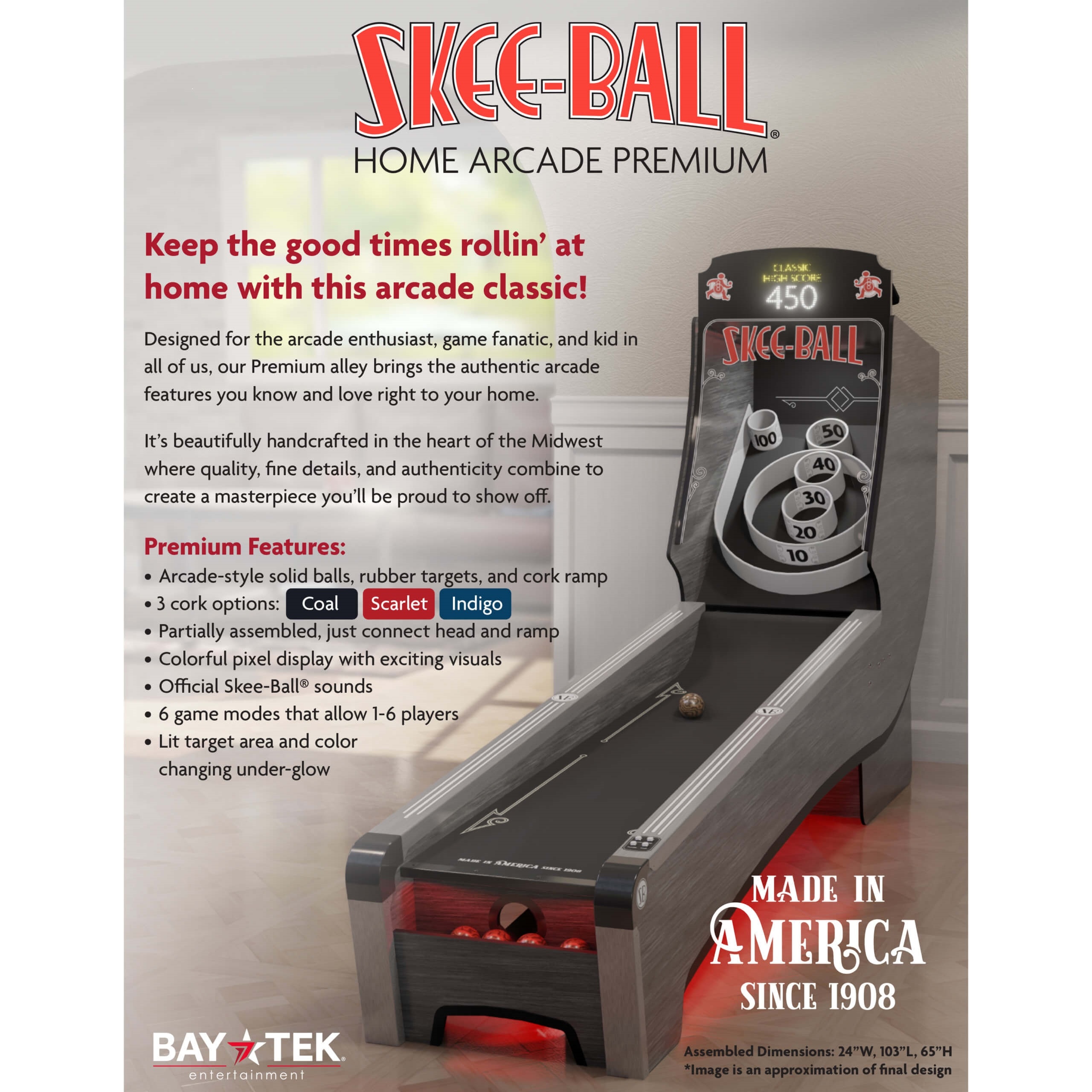 Baytek Bar and Game Room Skeeball SkeeBall Home Arcade Premium Aminis