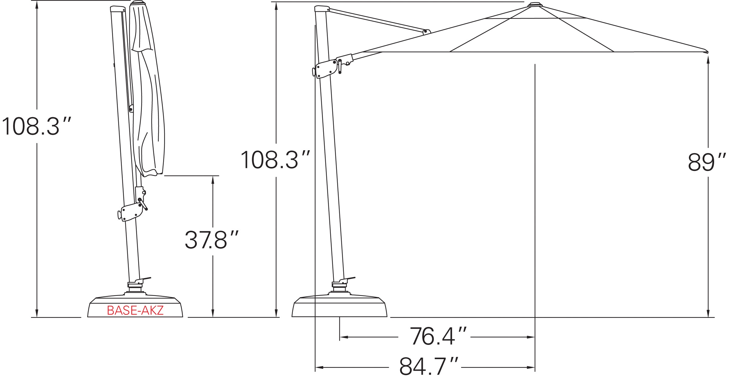 Treasure Garden Outdoor/Patio Umbrella Cantilever 11.5 Foot Octogan Aminis