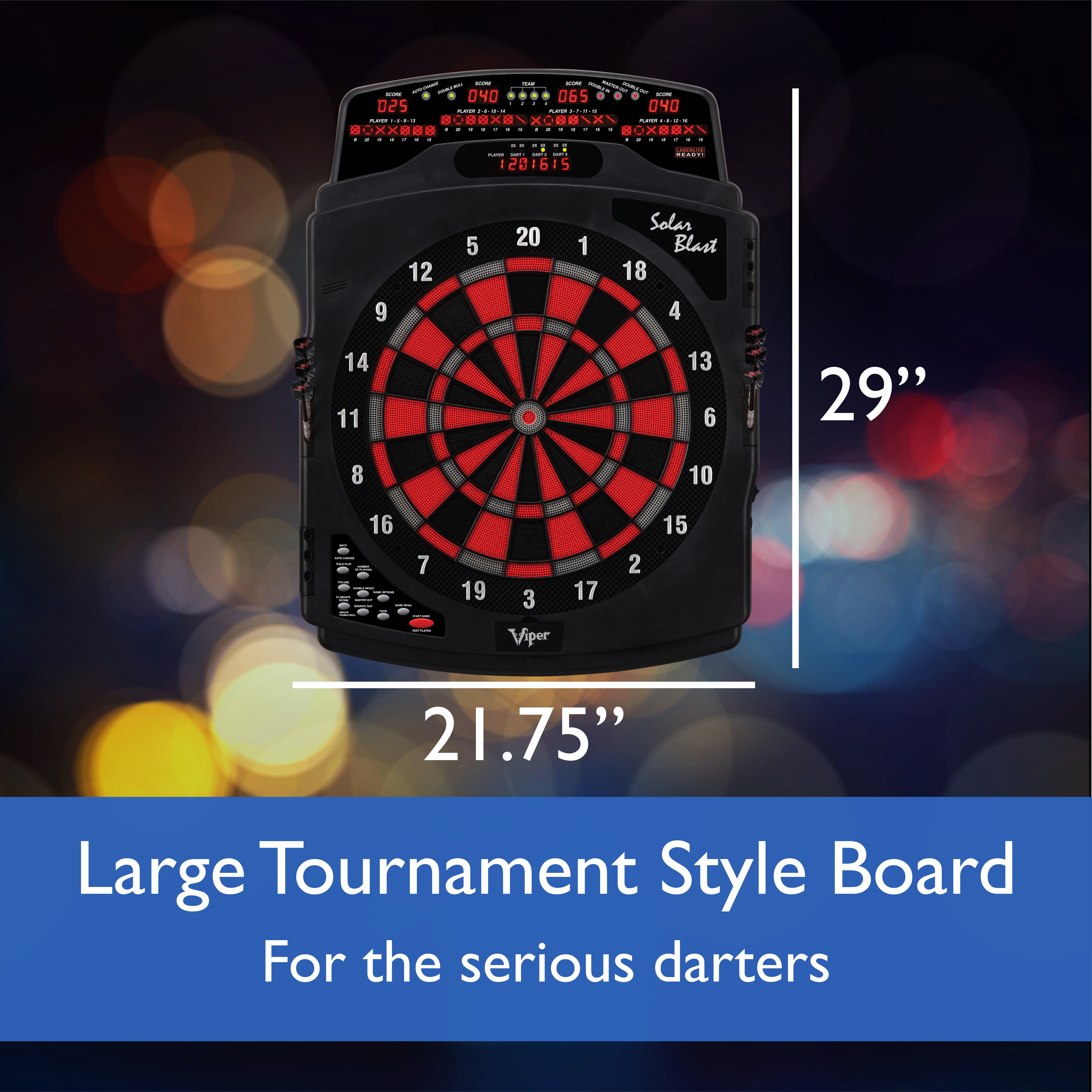GLD Bar and Game Room Electronic Dart Board Solar Blast Aminis