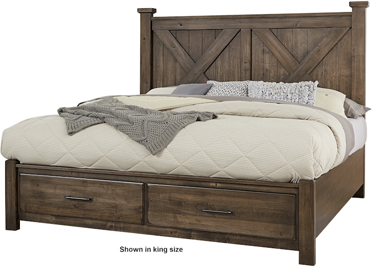 Artisan & Post by Vaughan-Bassett Cool Rustic California King X Bed With Footboard Storage 170-667-066B-602