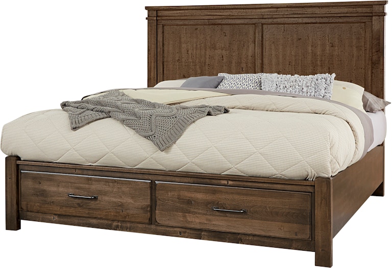 Artisan & Post by Vaughan-Bassett Cool Rustic King Mansion Bed With Footboard Storage 170-661-066B-502-666