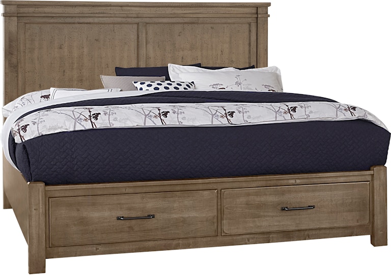 Artisan & Post by Vaughan-Bassett Cool Rustic Queen Mansion Bed With Footboard Storage 172-551-050B-502-555