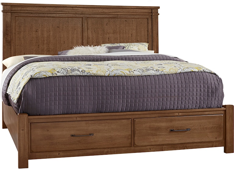 Artisan & Post by Vaughan-Bassett Cool Rustic King Mansion Bed With Footboard Storage 174-661-066B-502-666