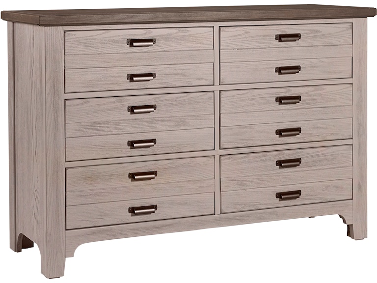 LMCo. Home by Vaughan-Bassett Bungalow Dover Grey 6 Drawer Double Dresser 741-001 VB741-001
