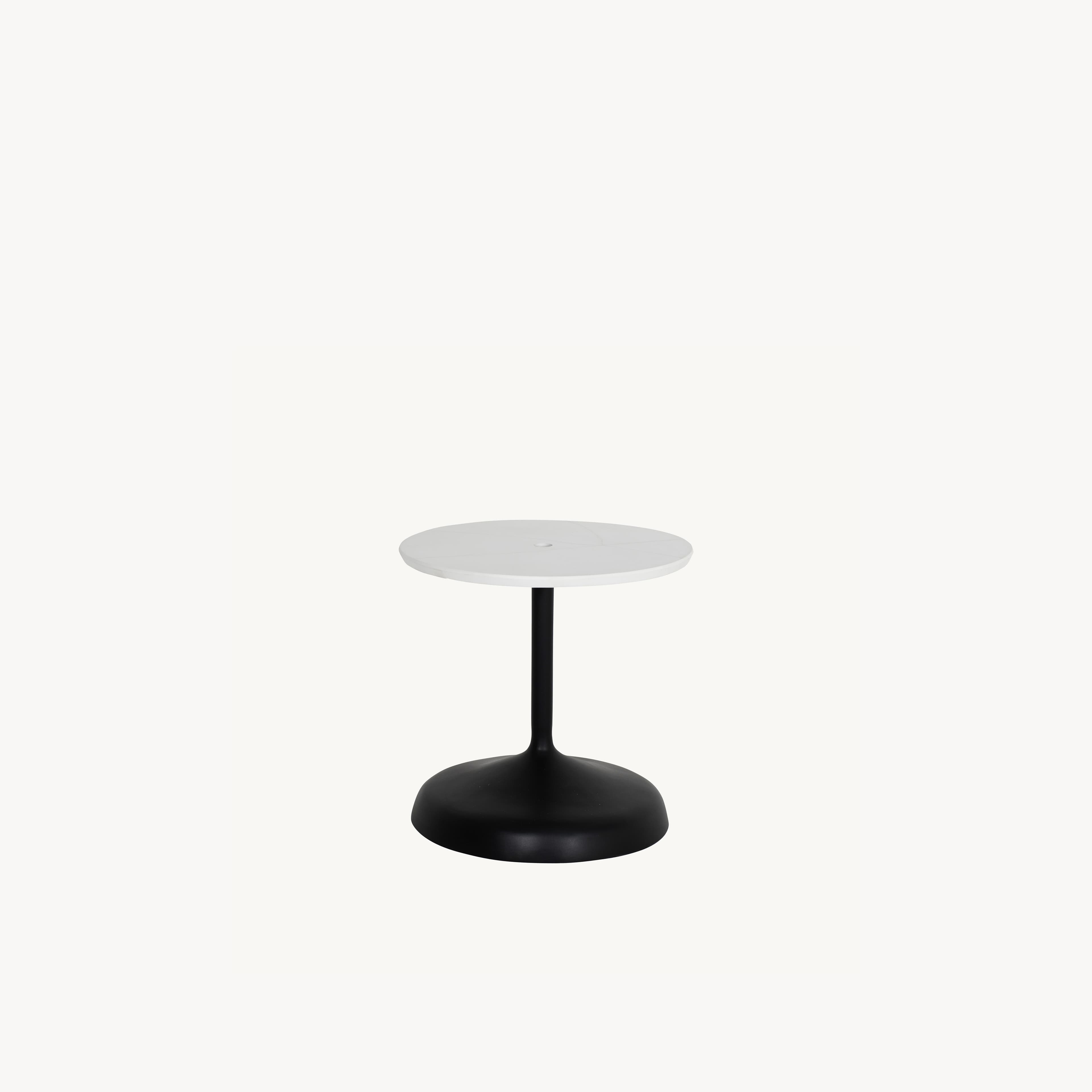  Tulip Round Cast Top Side Table with Built-In Cast Umbrella Base E1CO24