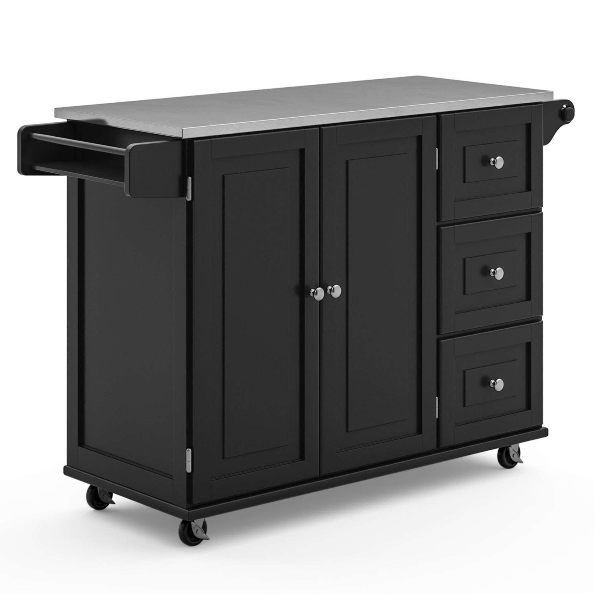 Shop our Dolly Madison 54 Black Kitchen Cart w/ Stainless Steel Top by