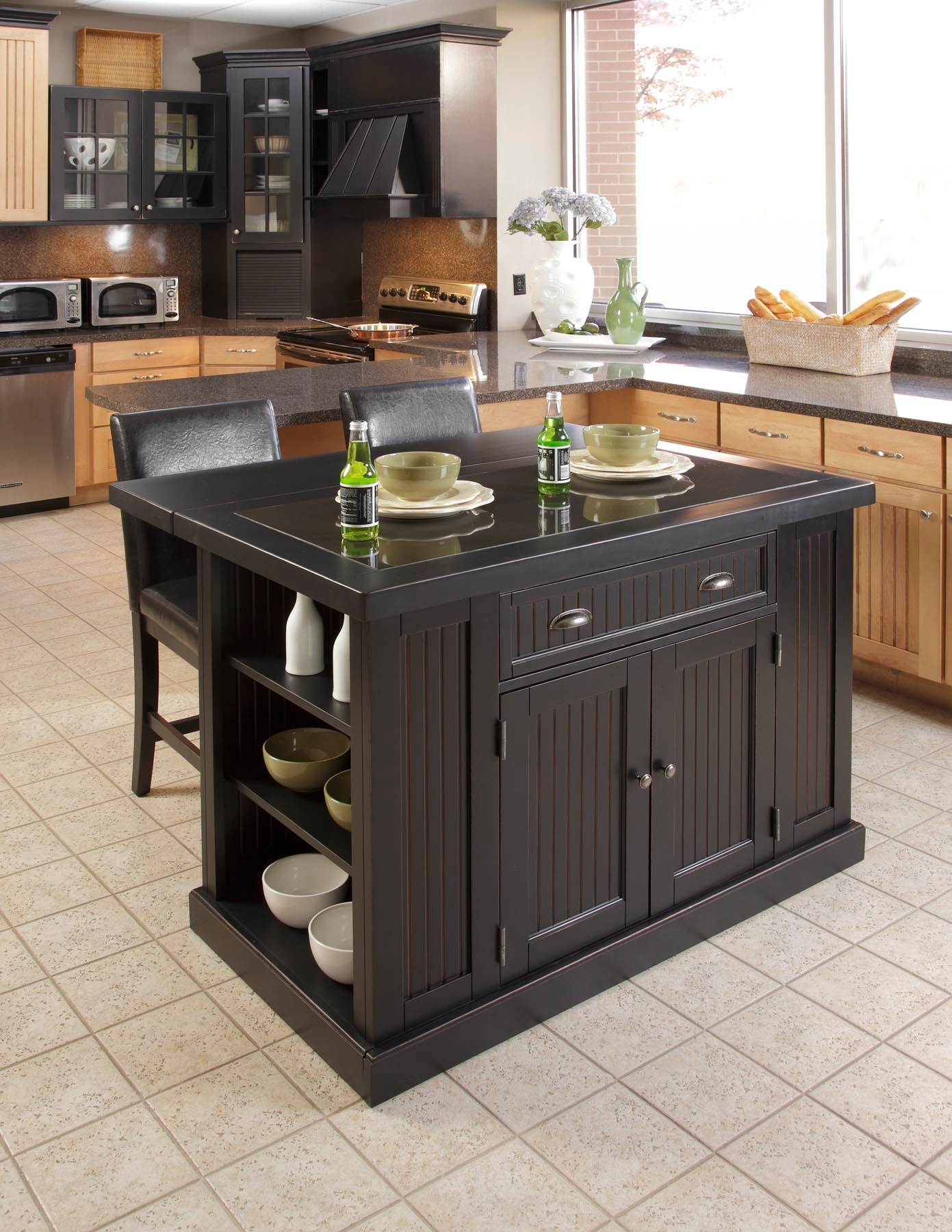 Black kitchen best sale island with seating