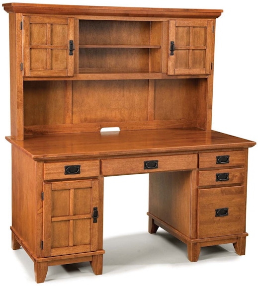 homestyles Arts and Crafts Pedestal Desk with Hutch 5180-184