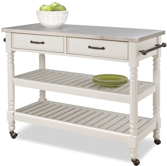 Homestyles Cuisine Kitchen Cart, Off White, Stainless Top