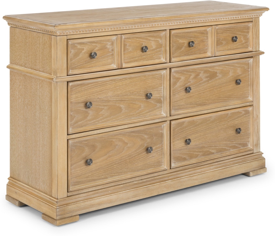 homestyles Manor House 5504-43 Traditional 6 Drawer Dresser with White Oak  Finish, Value City Furniture