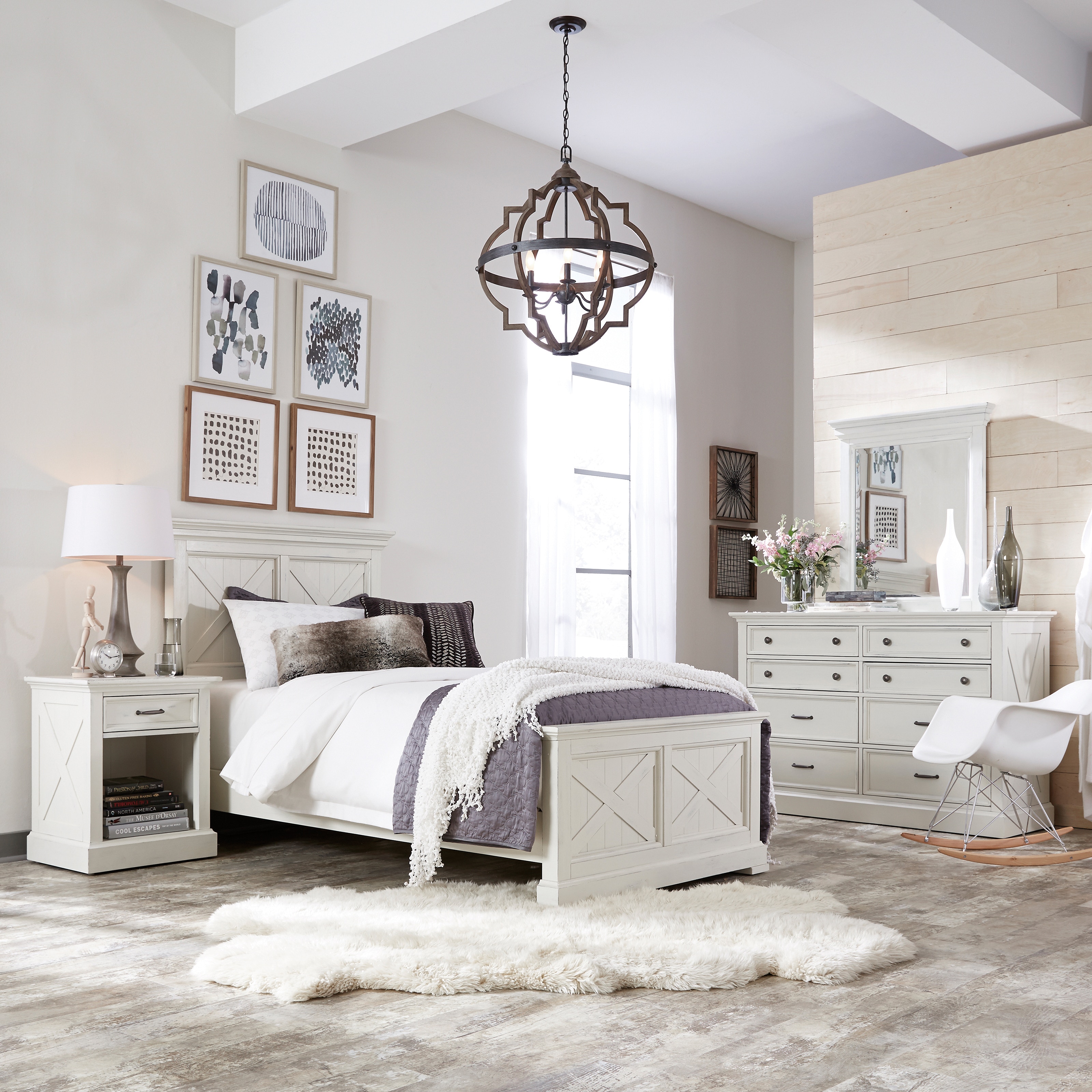 rustic white twin bed