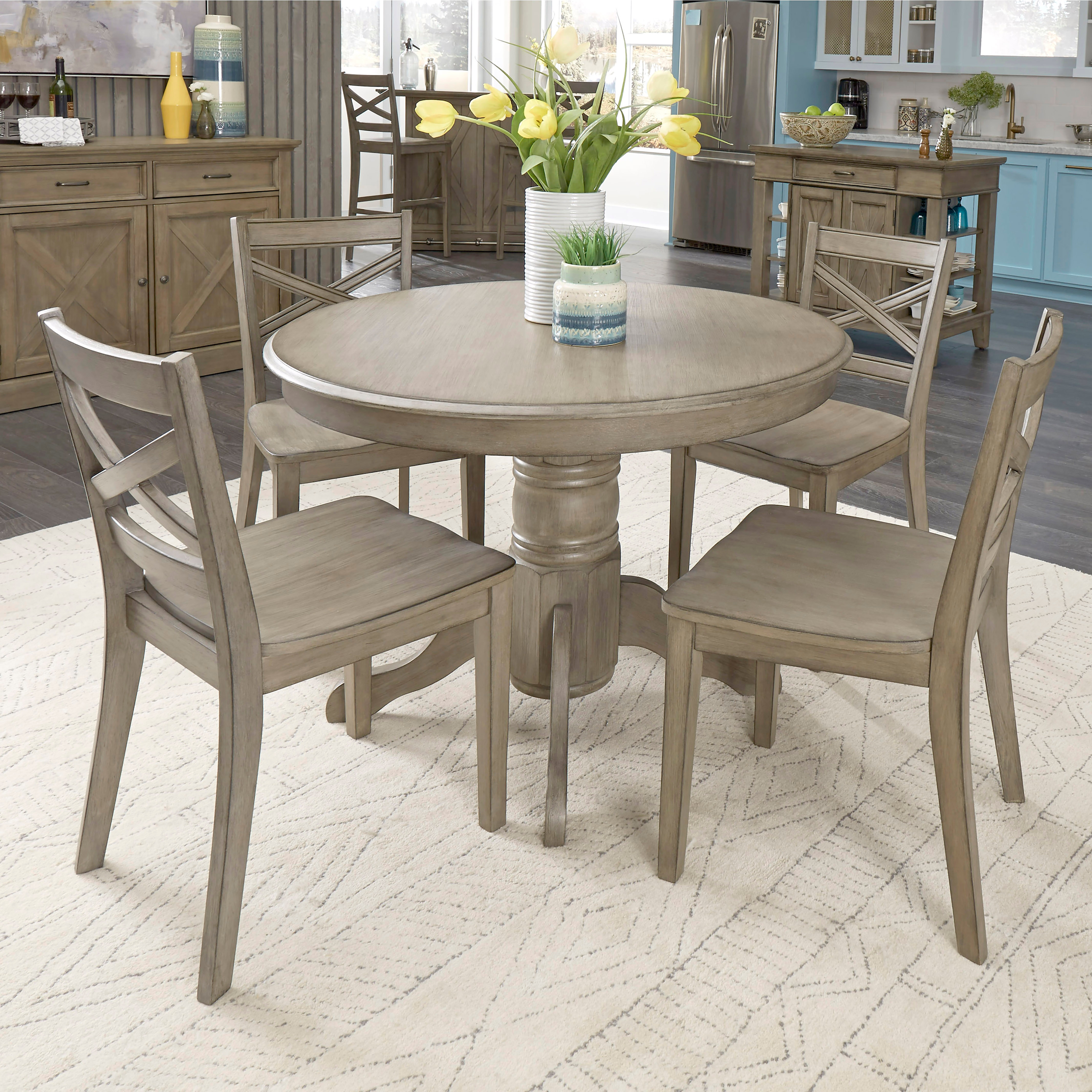 Shop our Mountain Lodge Rustic Gray 42 Round Dinning Table 4 X