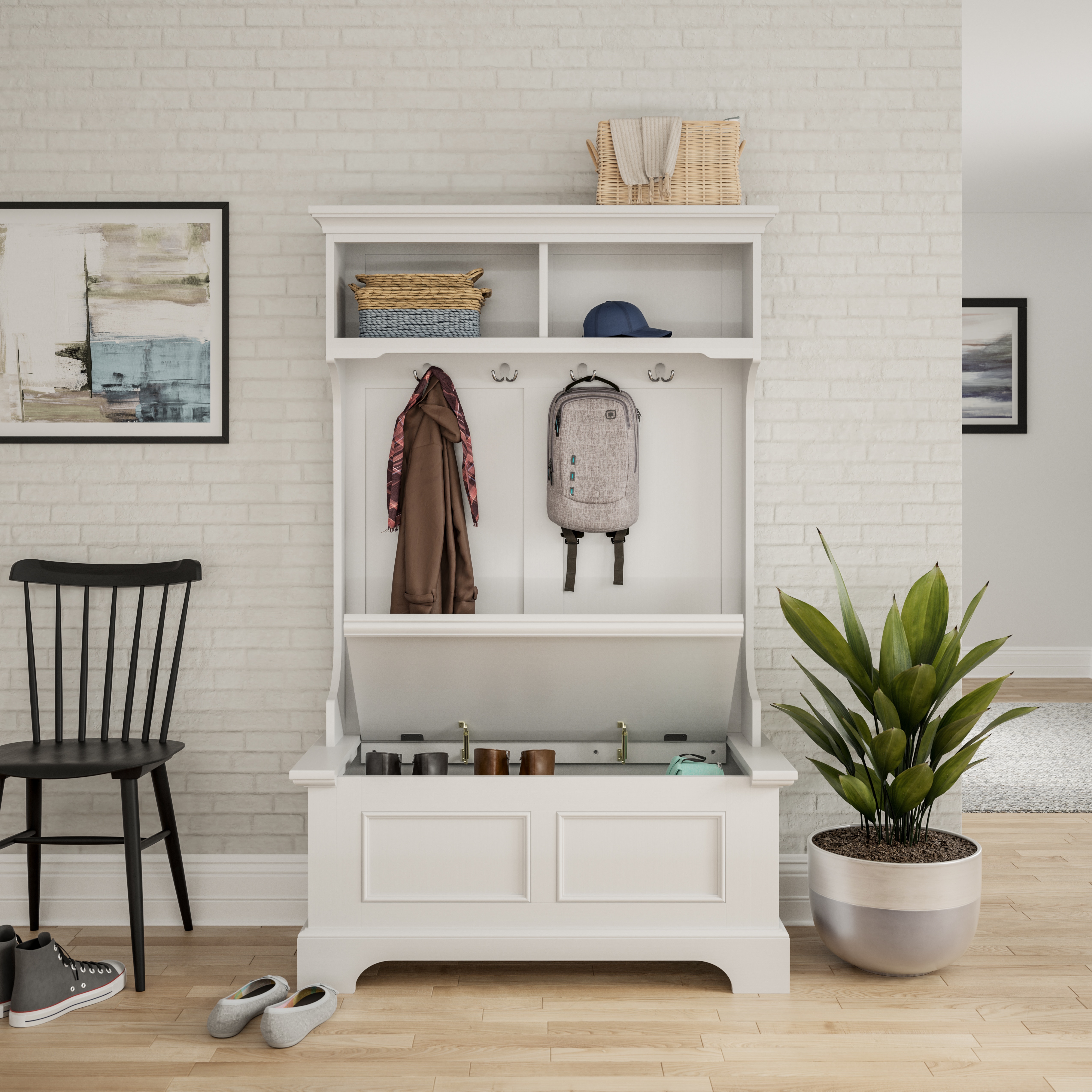 Shop our Century White Hall Tree w/ Storage Bench by homestyles 5530