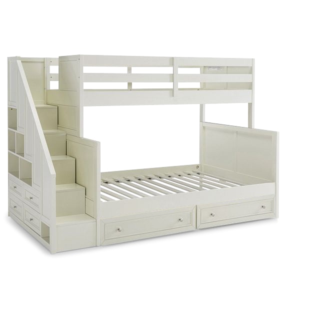 white bunk beds with storage