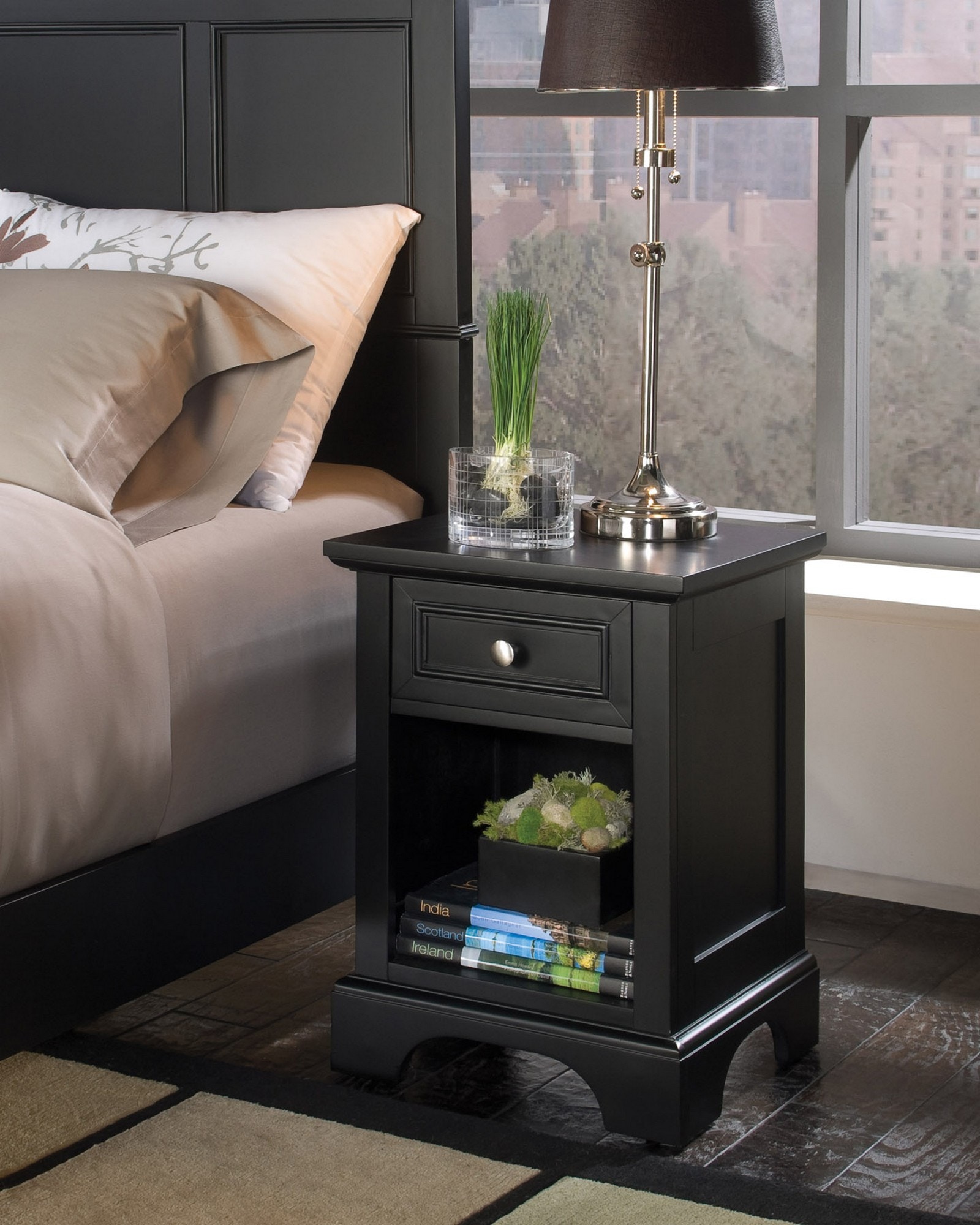 bedford black nightstand