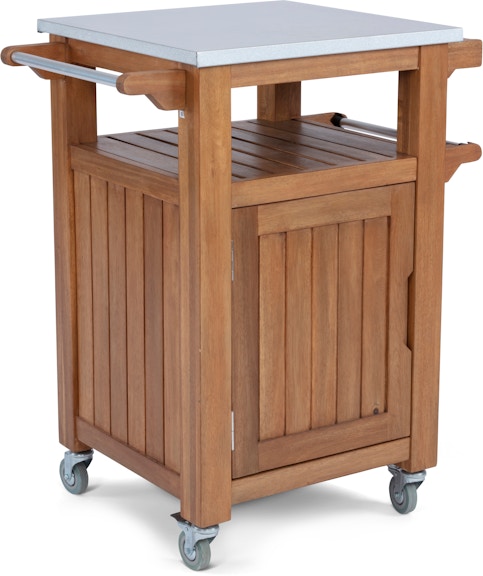 homestyles Maho Small Brown Outdoor Kitchen Cart w/Steel Top & Casters 5663-97 959076572