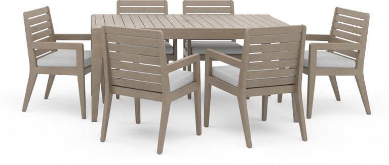 homestyles Sustain Gray Outdoor Dining Table and Six Armchairs w/Cushions 5675-31-81S 797051876