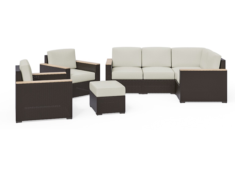 homestyles Palm Springs Brown Outdoor 4 Seat Sectional, Arm Chair Pair and Ottoman Set 6800-411D9-T 443021079