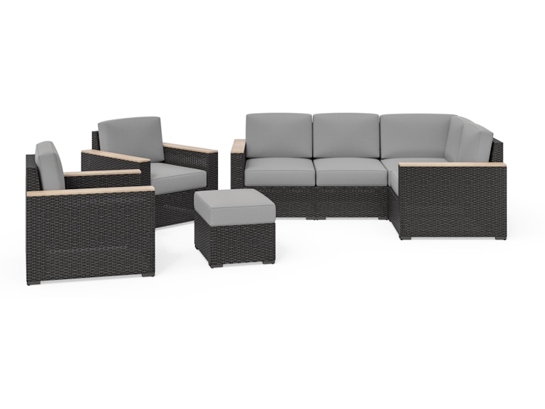 homestyles Boca Raton Brown 4-Piece Outdoor Sectional, Chairs & Ottoman Set 6801-411D9-T 875422091